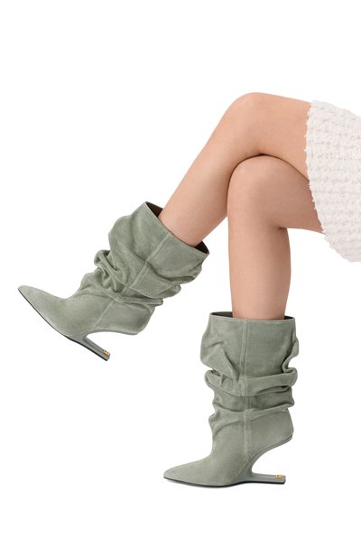 Женские замшевые полусапоги no wedge BALMAIN, арт. GN0TA236/LCMK