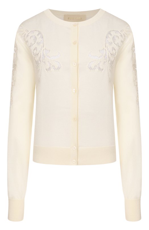 Кардиган из хлопка и вискозы Elie Saab TW010NR26/CK014 Кремовый TW010NR26/CK014