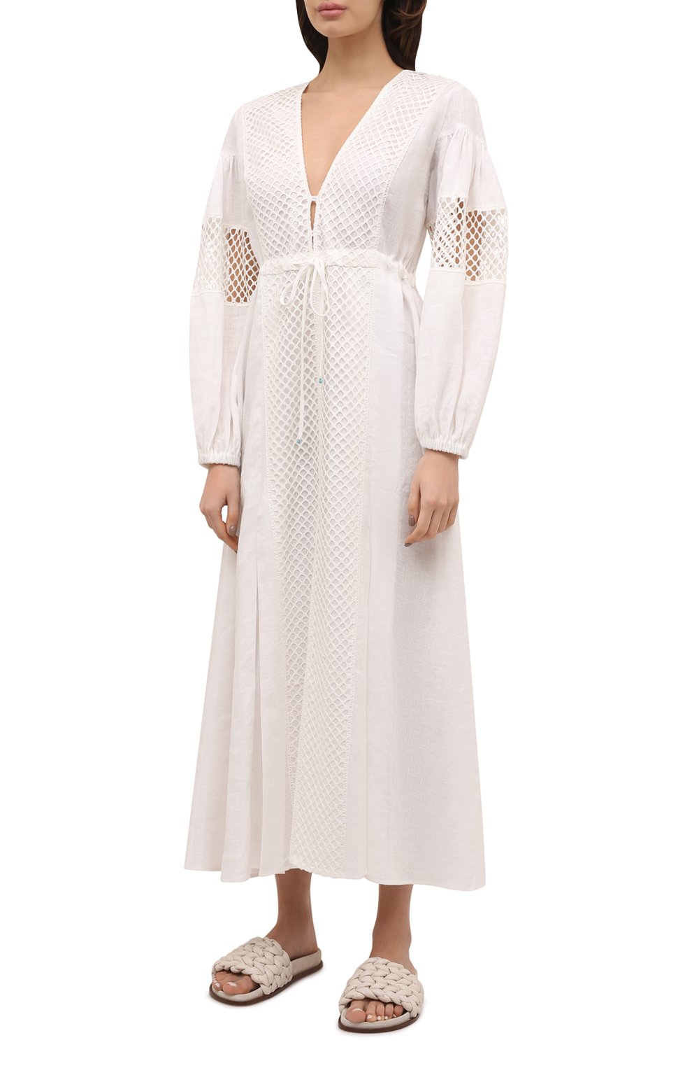 Льняное платье A MERE CO белого цвета по цене 63200 руб., арт. AMC-RSS22-012WW, фото 3 Льняное платье A MERE CO, арт. AMC-RSS22-012WW, фото 3