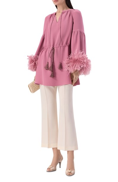 Женский шелковая блузка с отделкой перьями VALENTINO, арт. 8B3AEBB8/1MM