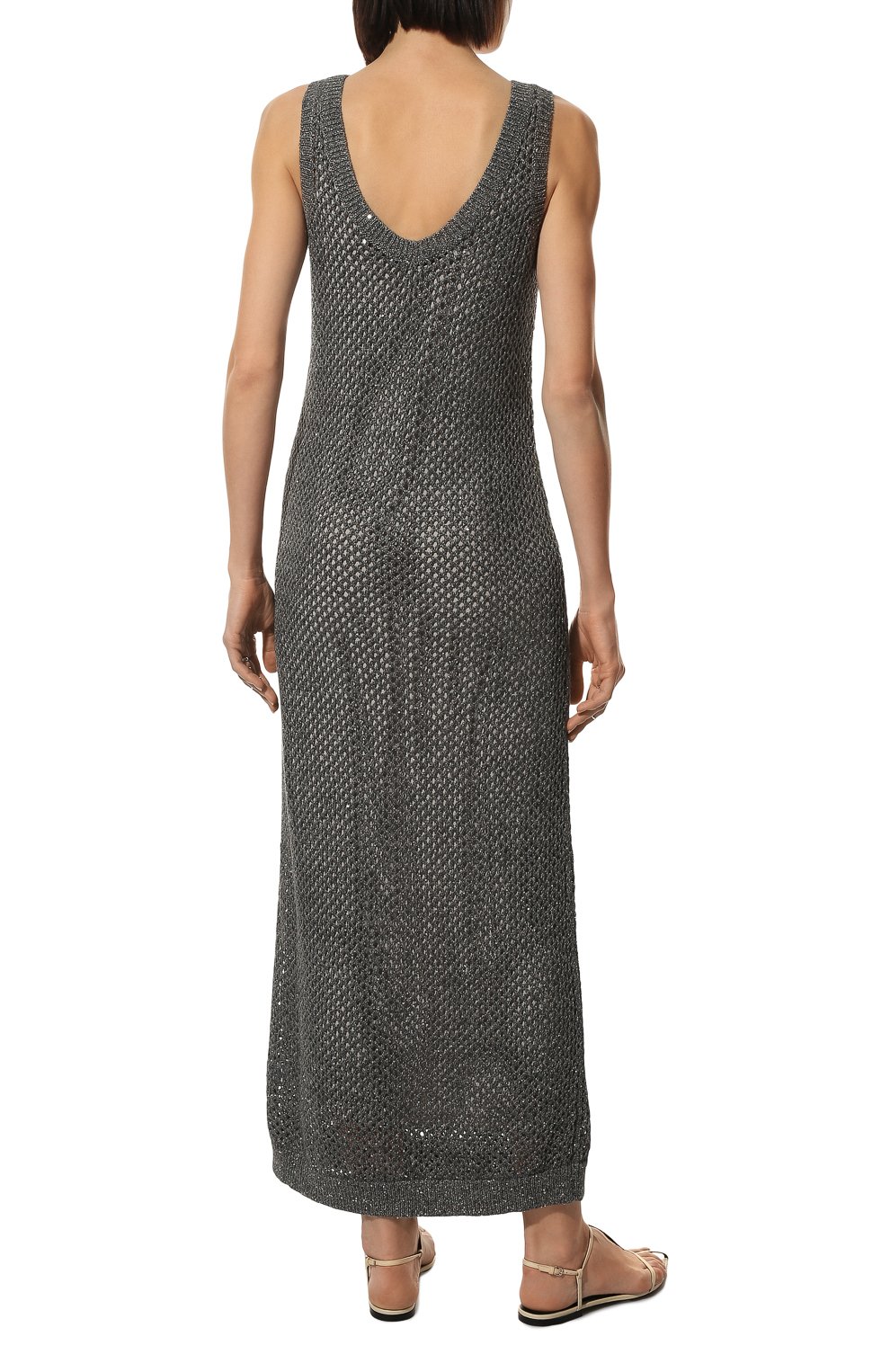 Платье изо льна и хлопка BRUNELLO CUCINELLI, арт. 221MAJ586A90, фото 4