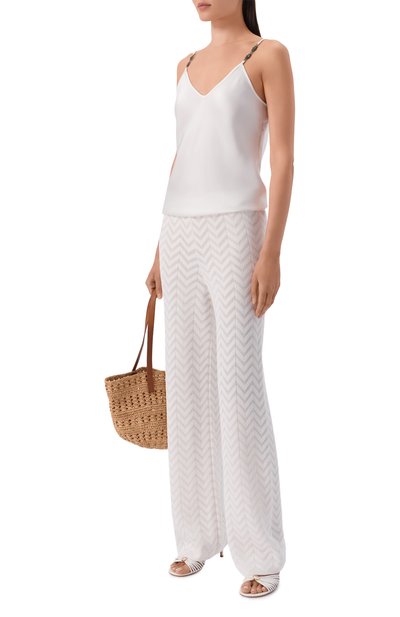 Брюки из хлопка и вискозы MISSONI белого цвета по цене 121500 руб., арт. DC26SI01/BK01H2, фото 2 Брюки из хлопка и вискозы MISSONI, арт. DC26SI01/BK01H2, фото 2