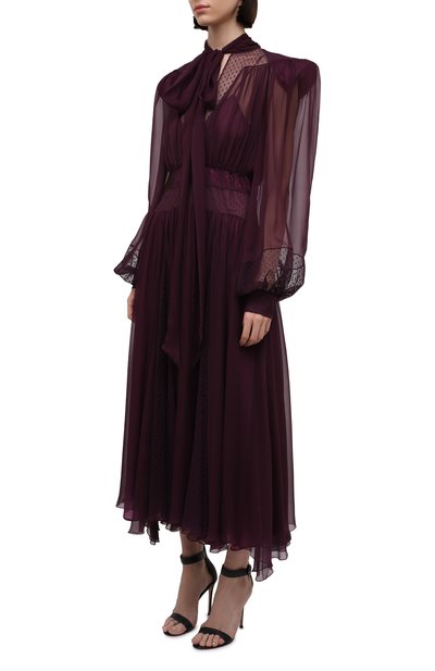 Шелковое платье ZUHAIR MURAD фиолетового цвета по цене 486000 руб., арт. FDR21323/CHSI020, фото 3 Шелковое платье ZUHAIR MURAD, арт. FDR21323/CHSI020, фото 3