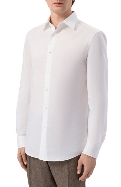 Сорочка изо льна и лиоцелла BOSS белого цвета по цене 23950 руб., арт. 50562110, фото 3 Сорочка изо льна и лиоцелла BOSS, арт. 50562110, фото 3