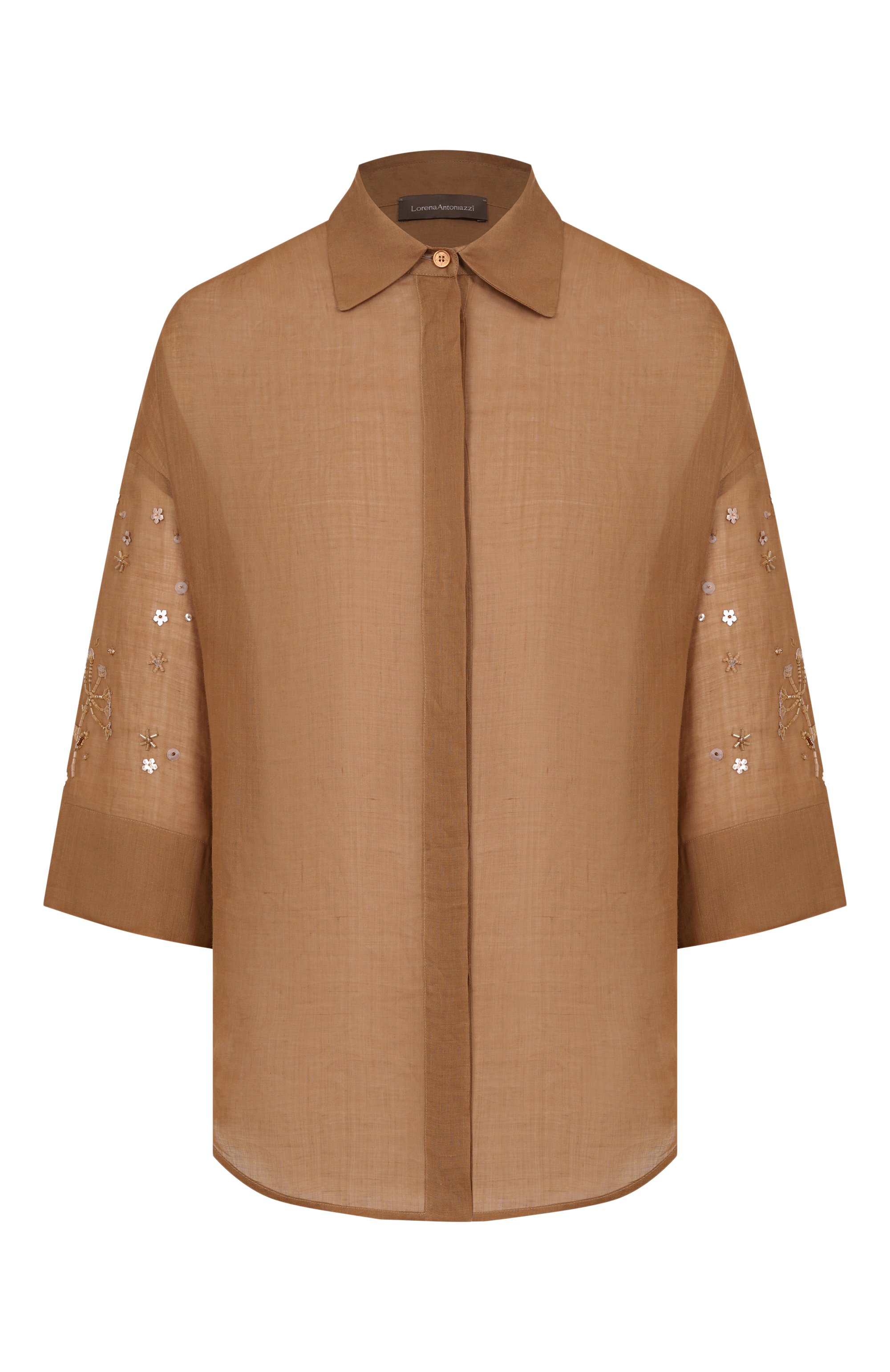 Рубашка LORENA ANTONIAZZI светло-коричневого цвета по цене 94600 руб., арт. E2644CA58A/4248R, фото 1 Рубашка LORENA ANTONIAZZI, арт. E2644CA58A/4248R, фото 1