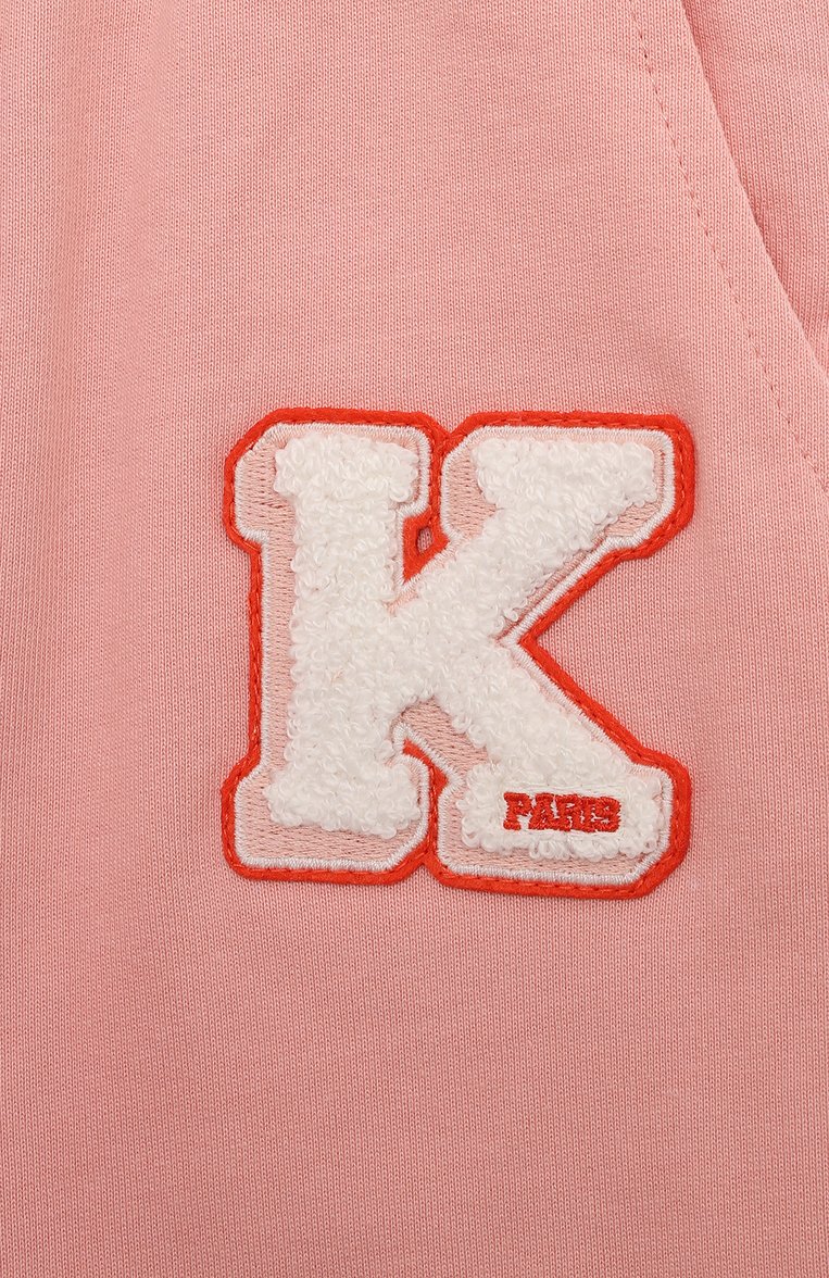 Детские хлопковые джоггеры KENZO светло-розового цвета, арт. K60206/3-5 | Фото 3 (Нос: Не проставлено; Материал сплава: Проставлено; Материал внешний: Хлопок; Материал подклада: Хлопок; Девочки Кросс-КТ: Джоггеры-одежда, Брюки-спорт; Ростовка одежда: 2 года | 92 см, 3 года | 98 см, 4 года | 104 см)