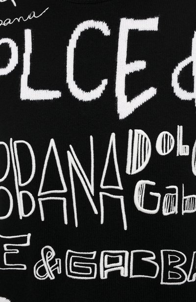 Шерстяной пуловер DOLCE & GABBANA черно-белого цвета по цене 264500 руб., арт. FX236Z/JBVK8, фото 5 Шерстяной пуловер DOLCE & GABBANA, арт. FX236Z/JBVK8, фото 5