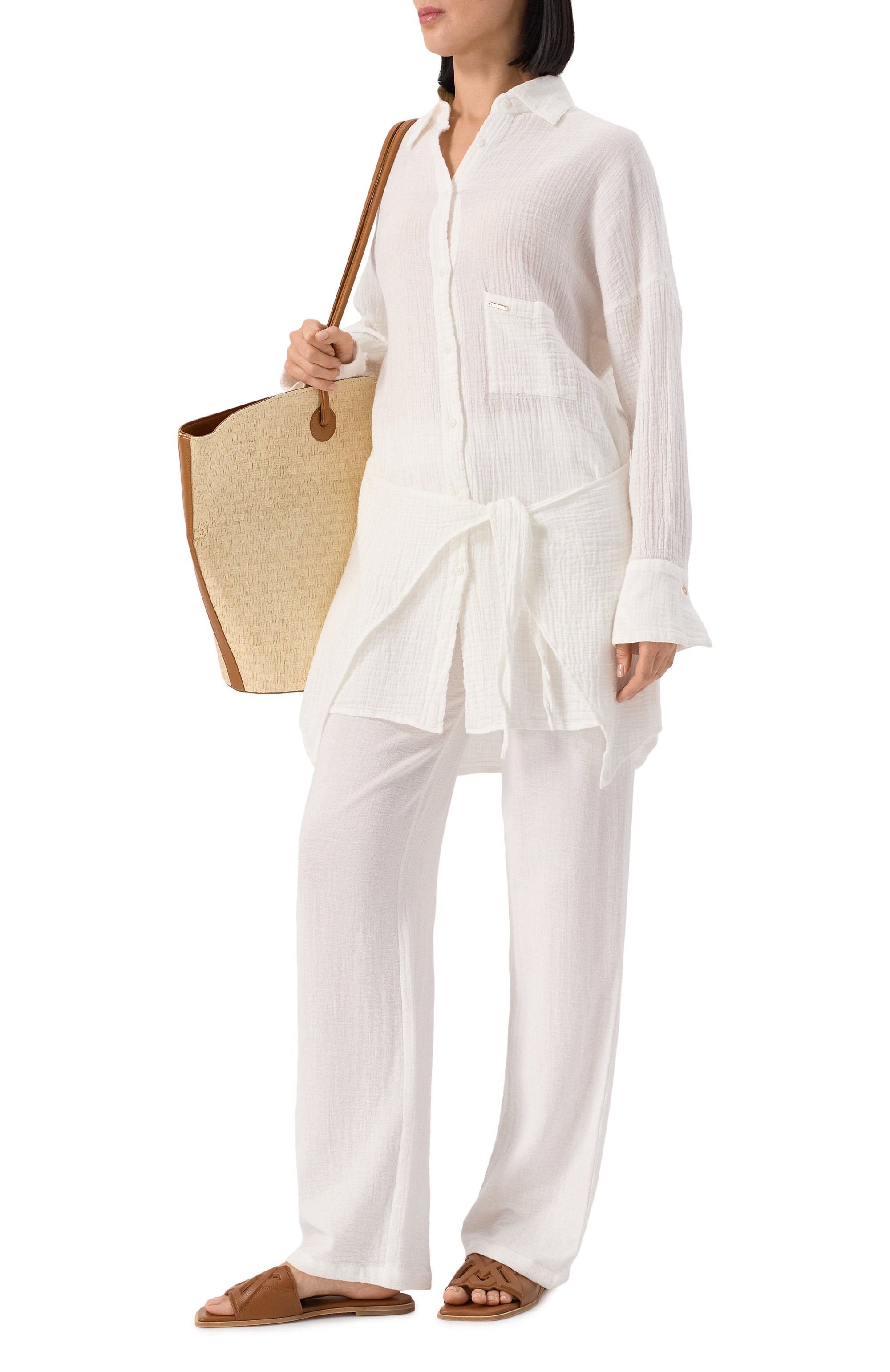 Хлопковая рубашка MELISSA ODABASH белого цвета по цене 37250 руб., арт. SARA CR, фото 2 Хлопковая рубашка MELISSA ODABASH, арт. SARA CR, фото 2