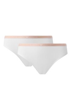 Женские комплект из двух трусов-слипов EMPORIO ARMANI белого цвета, арт. 163334/4F223 | Фото 1 (Материал сплава: Проставлено; Нос: Не проставлено; Материал внешний: Хлопок)