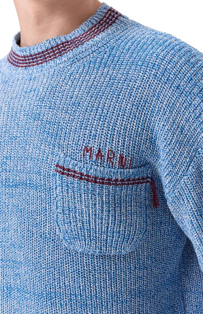 Хлопковый свитер MARNI голубого цвета по цене 110000 руб., арт. GCMG0483Q0/UFC601, фото 5 Хлопковый свитер MARNI, арт. GCMG0483Q0/UFC601, фото 5