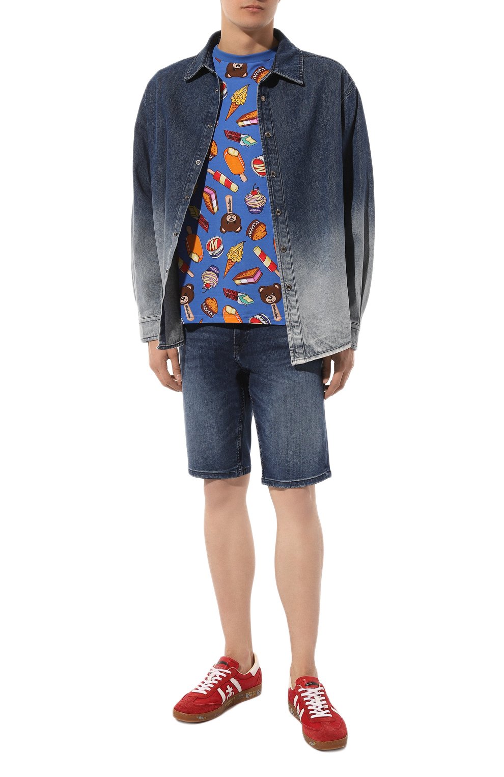 Хлопковая футболка MOSCHINO синего цвета по цене 11000 руб., арт. A0712/9413, фото 2 Хлопковая футболка MOSCHINO, арт. A0712/9413, фото 2