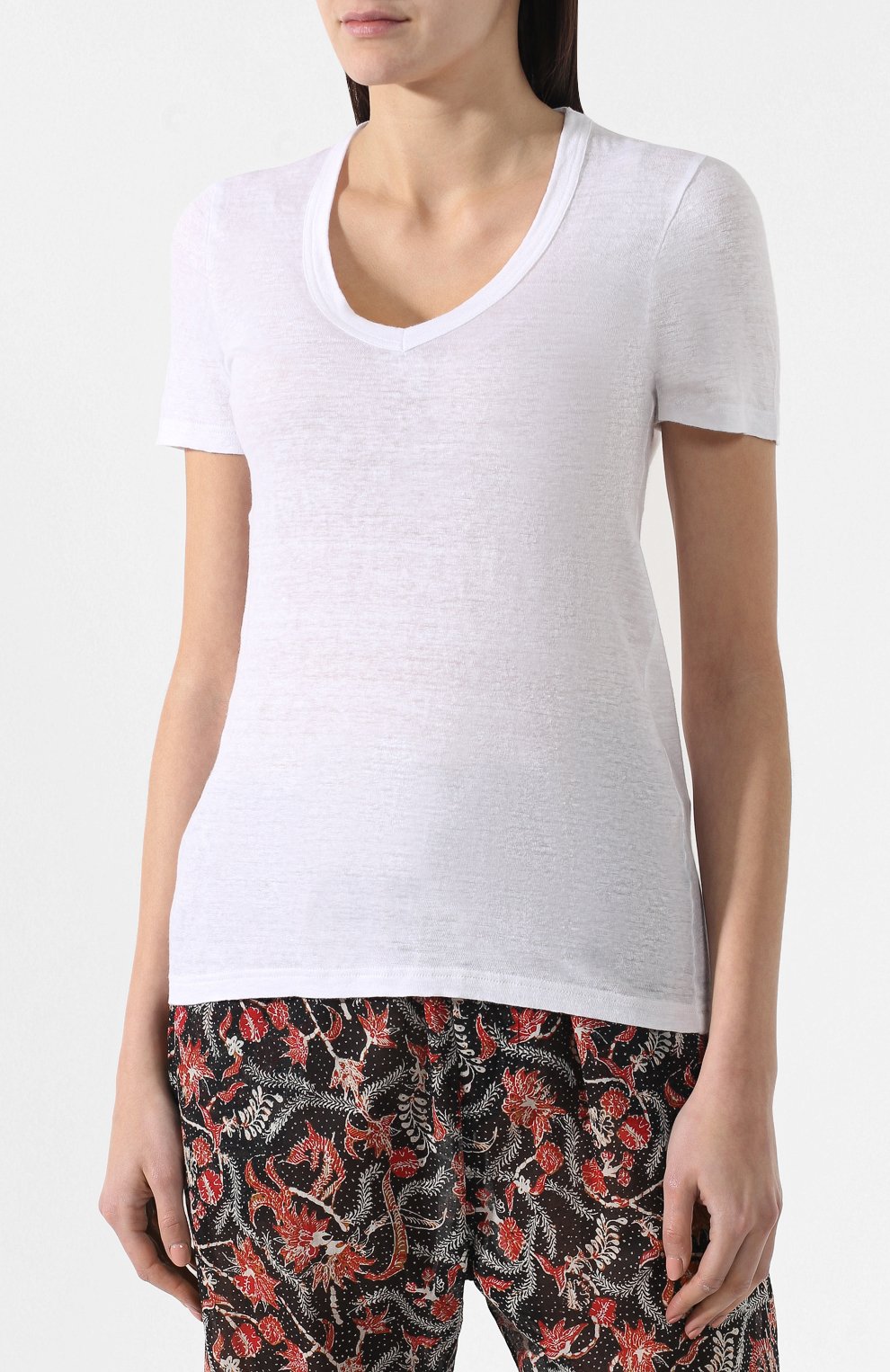 Льняная футболка ISABEL MARANT ETOILE белого цвета по цене 15150 руб., арт. TS0377-00M004E/KRANGER, фото 3 Льняная футболка ISABEL MARANT ETOILE, арт. TS0377-00M004E/KRANGER, фото 3