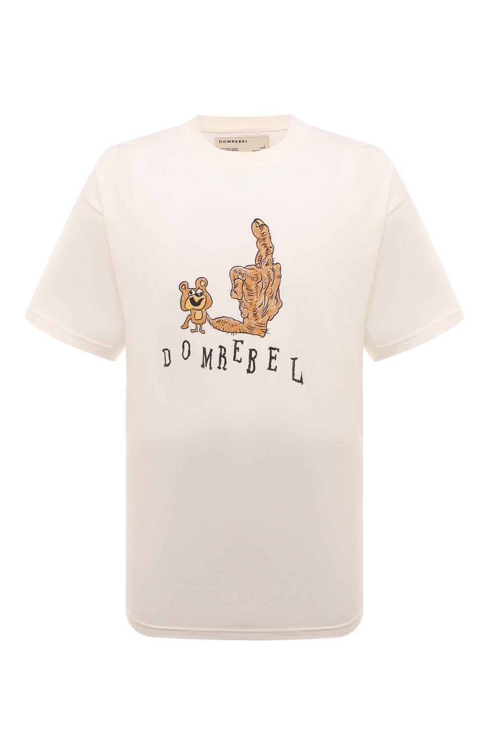 Хлопковая футболка DOMREBEL кремового цвета по цене 15400 руб., арт. M FRIENDLY/TSHIRT, фото 1 Хлопковая футболка DOMREBEL, арт. M FRIENDLY/TSHIRT, фото 1