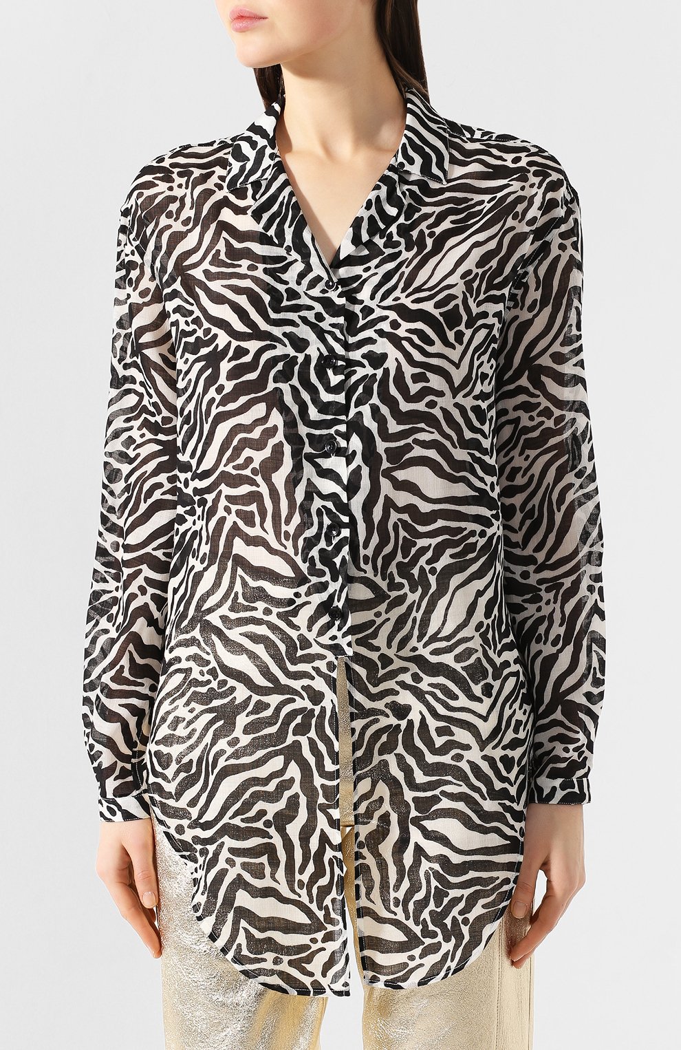 Шерстяная рубашка SAINT LAURENT черно-белого цвета по цене 119500 руб., арт. 611071/Y1A72, фото 3 Шерстяная рубашка SAINT LAURENT, арт. 611071/Y1A72, фото 3