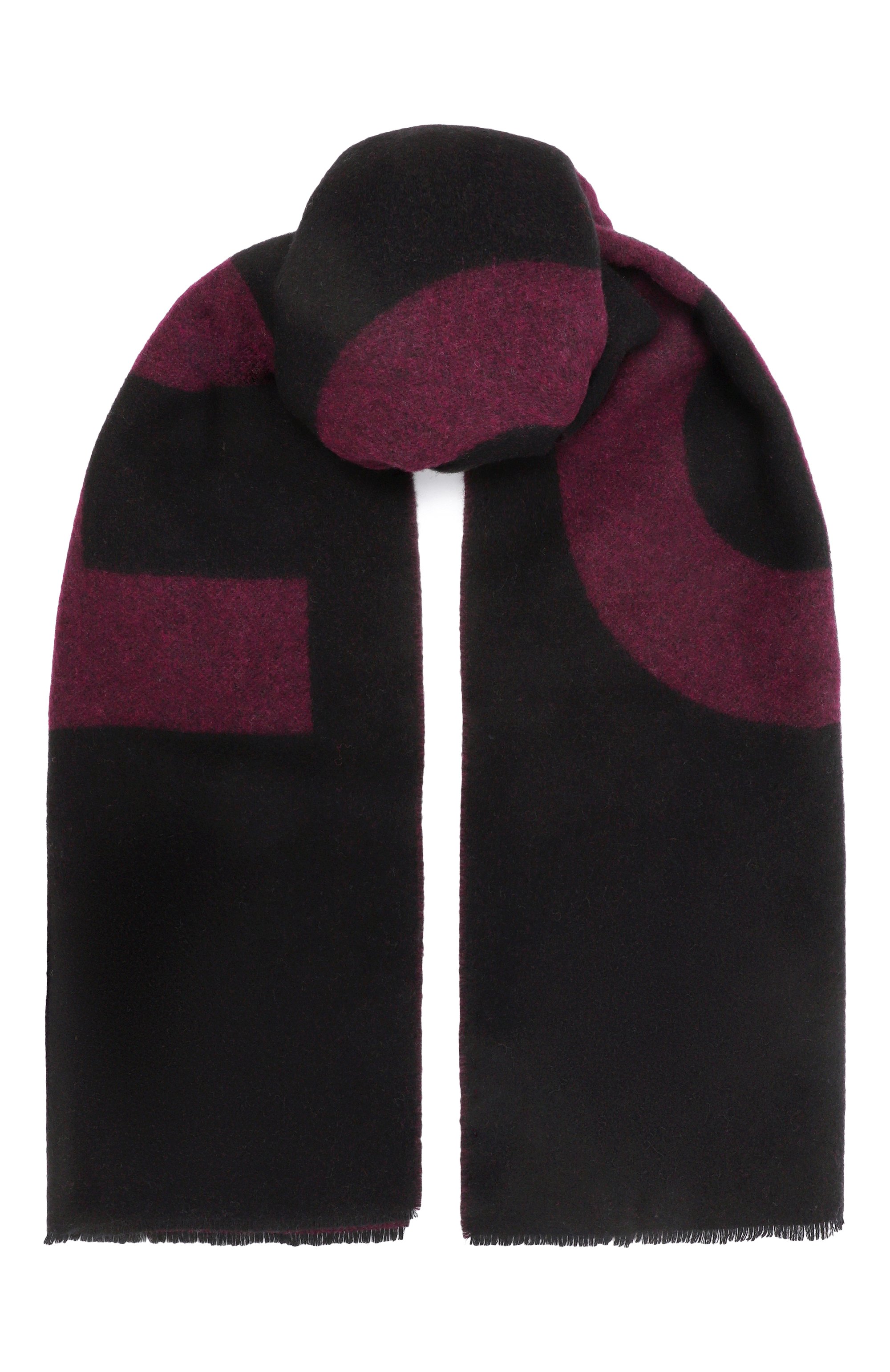 Шерстяной шарф HUGO бордового цвета по цене 12500 руб., арт. 50524767, фото 1 Шерстяной шарф HUGO, арт. 50524767, фото 1
