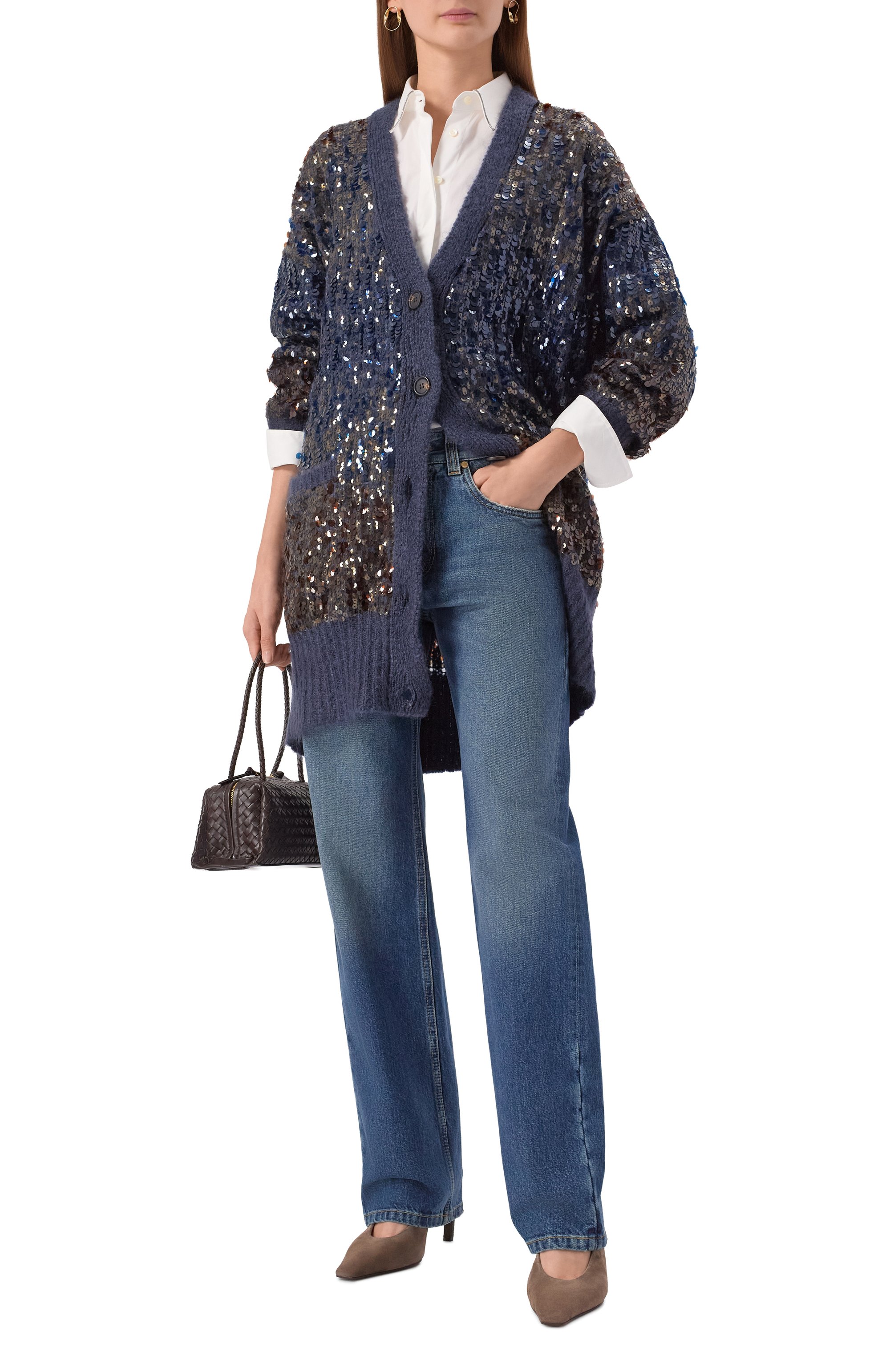 Шерстяной кардиган с отделкой пайетками BRUNELLO CUCINELLI, арт. M1U375906P, фото 2