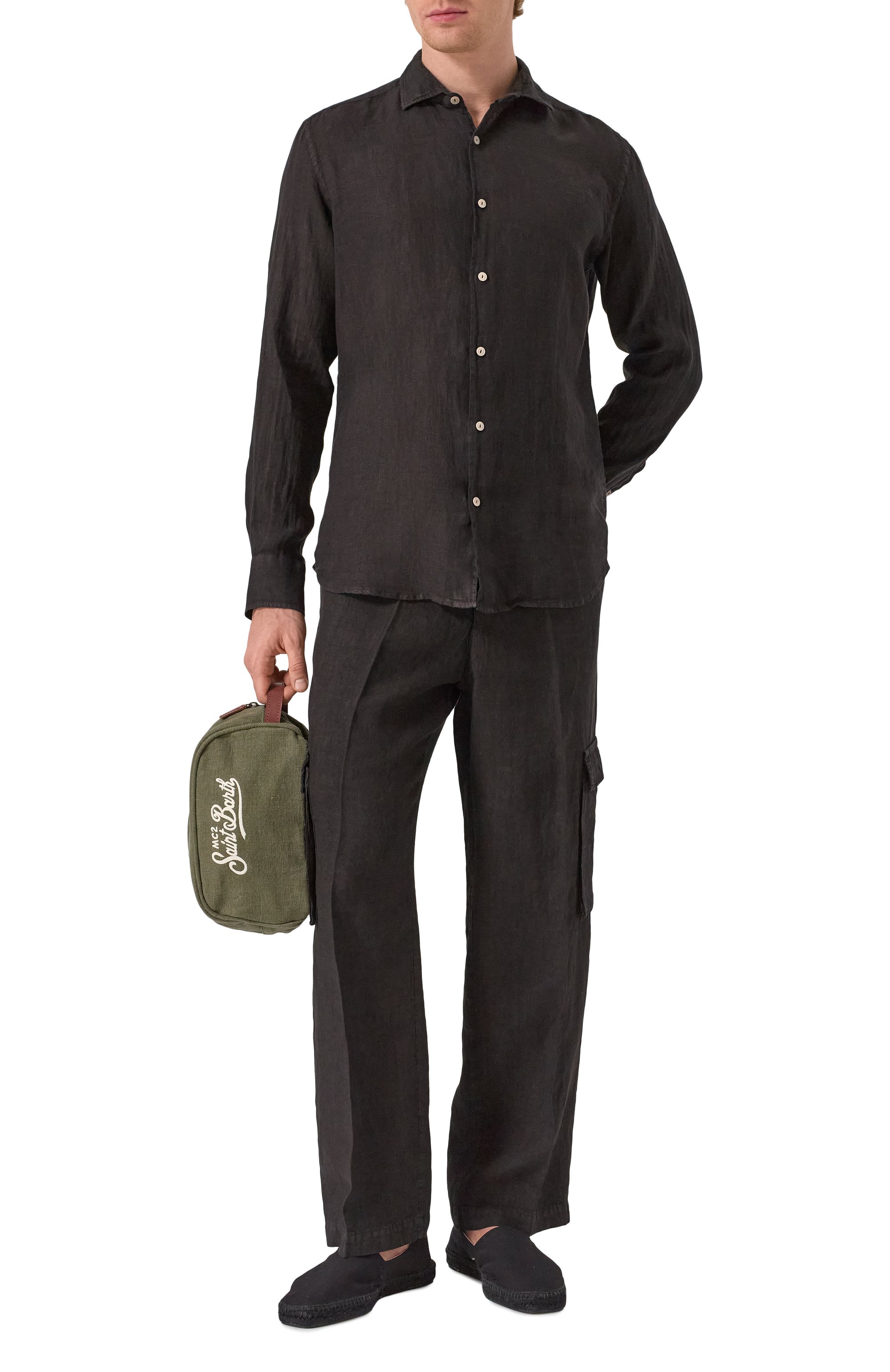 Льняная рубашка MC2 SAINT BARTH черного цвета по цене 19950 руб., арт. STBM/PAMPL0NA/03745F, фото 2 Льняная рубашка MC2 SAINT BARTH, арт. STBM/PAMPL0NA/03745F, фото 2