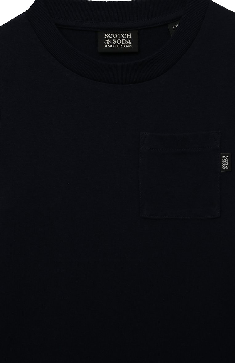 Детская хлопковая футболка SCOTCH AND SODA темно-синего цвета, арт. 171185-22-FWBM-D51 | Фото 3 (Рукава: Короткие; Мальчики Кросс-КТ: Футболка-одежда; Материал внешний: Хлопок)