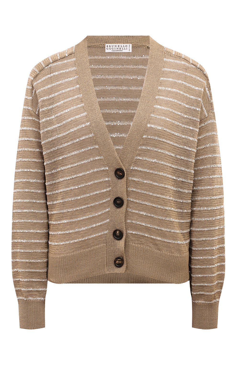 Хлопковый кардиган BRUNELLO CUCINELLI бежевого цвета по цене 154000 руб., арт. M7876B1330, фото 1 Хлопковый кардиган BRUNELLO CUCINELLI, арт. M7876B1330, фото 1