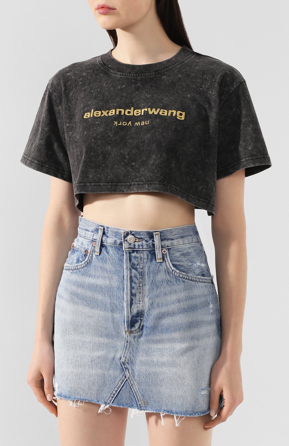 Хлопковая футболка ALEXANDER WANG темно-серого цвета по цене 18700 руб., арт. 1CC1201321, фото 3 Хлопковая футболка ALEXANDER WANG, арт. 1CC1201321, фото 3
