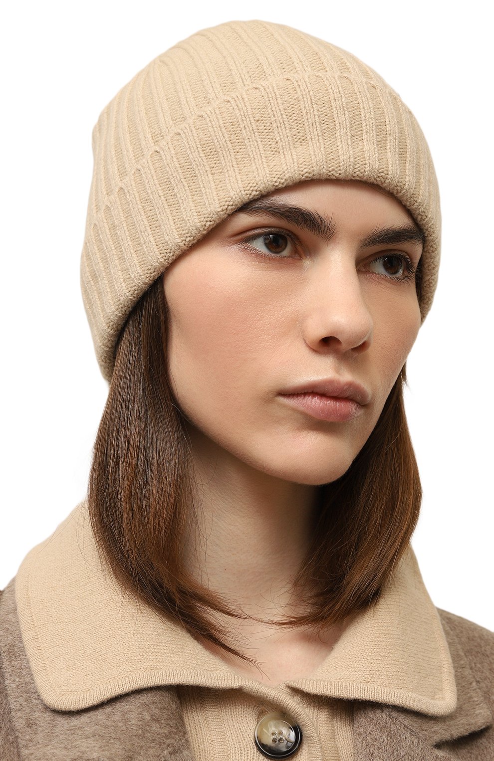 Кашемировая шапка ALLUDE бежевого цвета по цене 14300 руб., арт. 235/11430, фото 2 Кашемировая шапка ALLUDE, арт. 235/11430, фото 2
