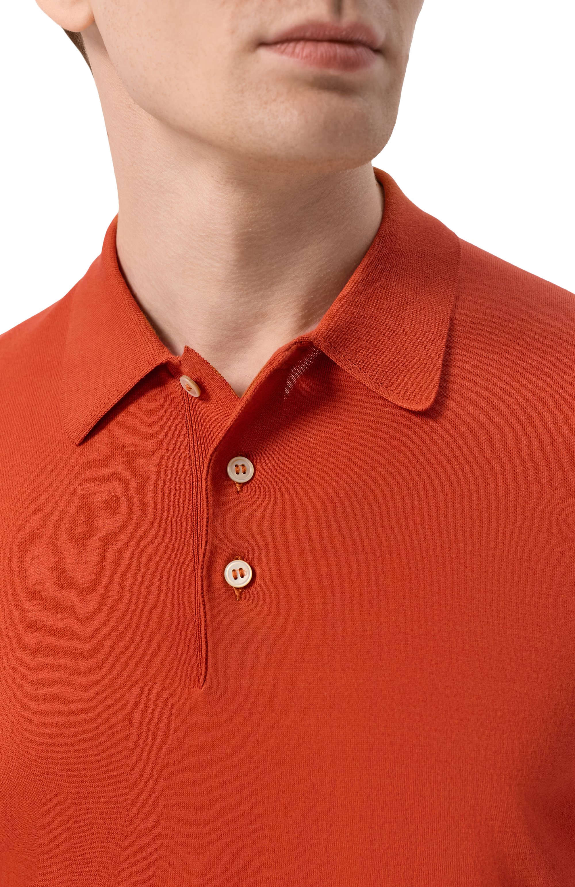 Хлопковое поло GRAN SASSO оранжевого цвета по цене 30850 руб., арт. 43156/20731, фото 5 Хлопковое поло GRAN SASSO, арт. 43156/20731, фото 5