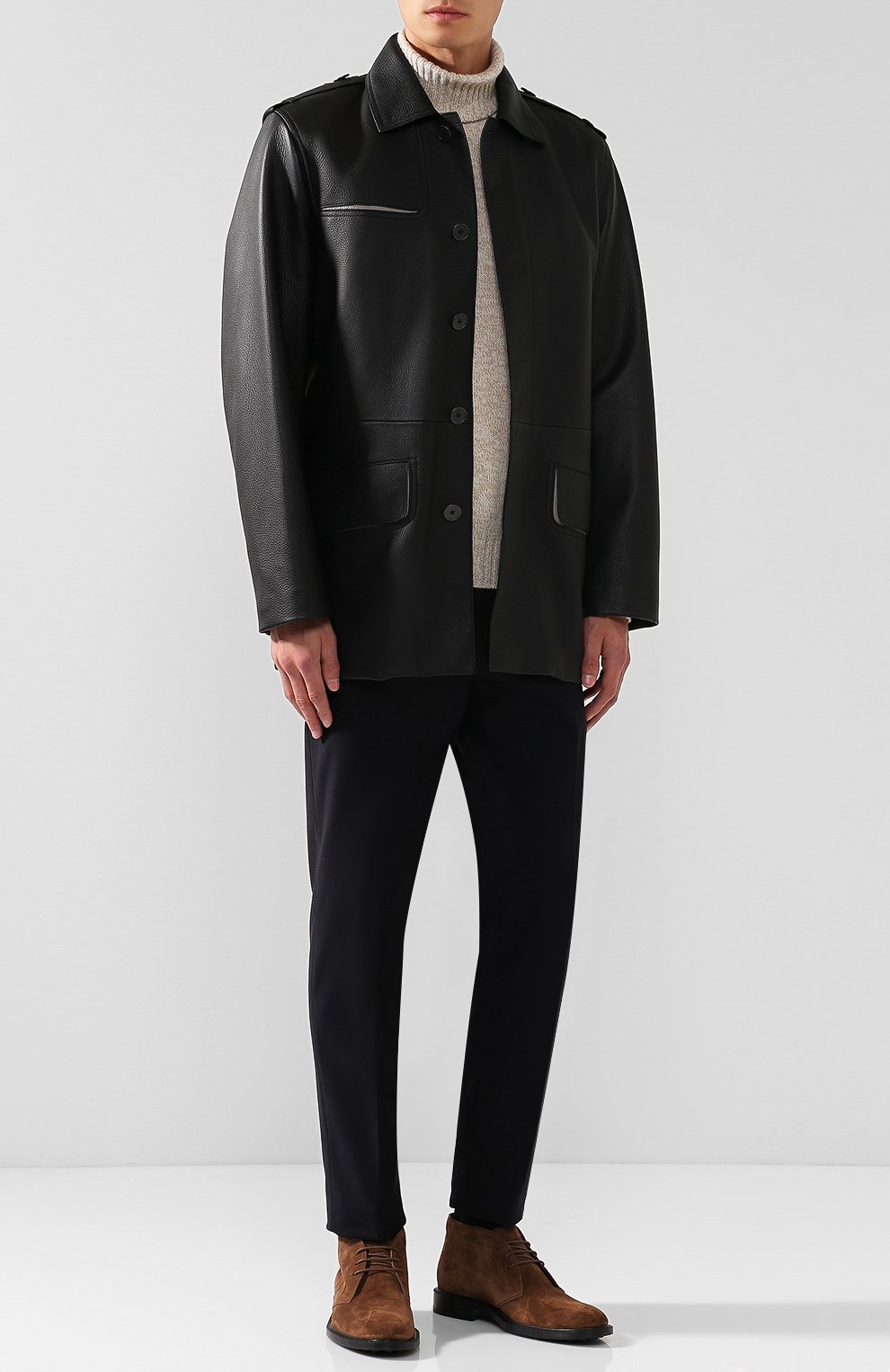 Кожаная куртка на пуговицах с поясом BOTTEGA VENETA, арт. 517178/V0K90, фото 2