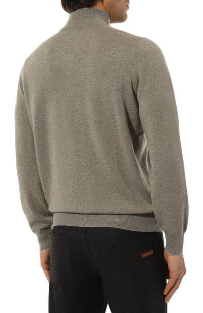 Кашемировый джемпер BRUNELLO CUCINELLI хаки цвета по цене 175000 руб., арт. M2200124, фото 4 Кашемировый джемпер BRUNELLO CUCINELLI, арт. M2200124, фото 4