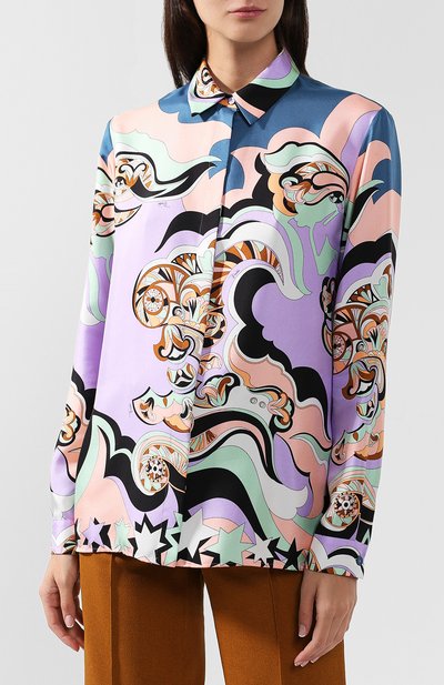 Шелковая блуза прямого кроя с принтом EMILIO PUCCI, арт. 8RRJ31/8R725, фото 3