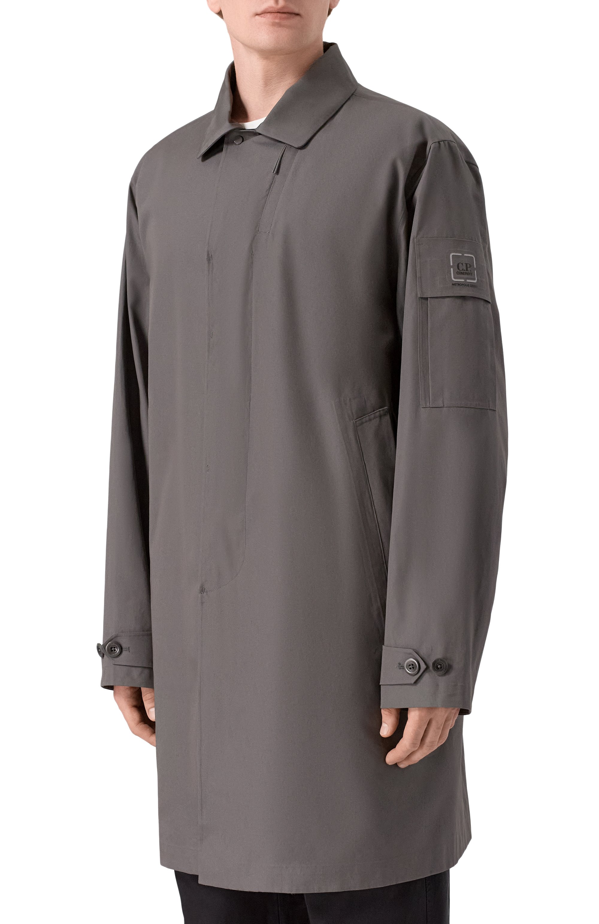 Хлопковый плащ C.P. COMPANY темно-серого цвета по цене 99250 руб., арт. 20CL0W004A/110542A, фото 3 Хлопковый плащ C.P. COMPANY, арт. 20CL0W004A/110542A, фото 3