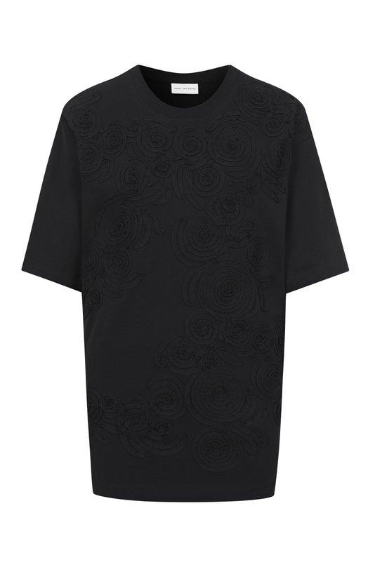 Хлопковая футболка Dries Van Noten 011119-2603-900 Чёрный 011119-2603-900