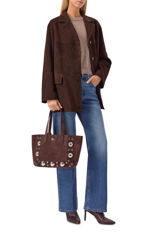 Сумка-тоут Nellcôte Valentino 7W2B0R88/JET Коричневый  7W2B0R88/JET Фото 8