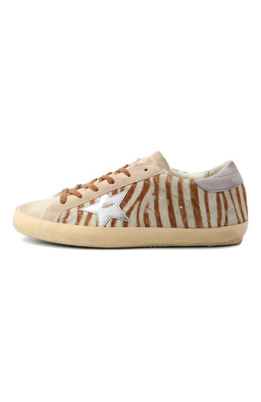 Кожаные кеды Super-Star Golden Goose Deluxe Brand GWF00101.F007507 Бежевый  GWF00101.F007507 Фото 4