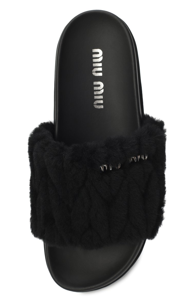 Шлепанцы из овчины MIU MIU, арт. 5XX522-2DNU-F0002, фото 4