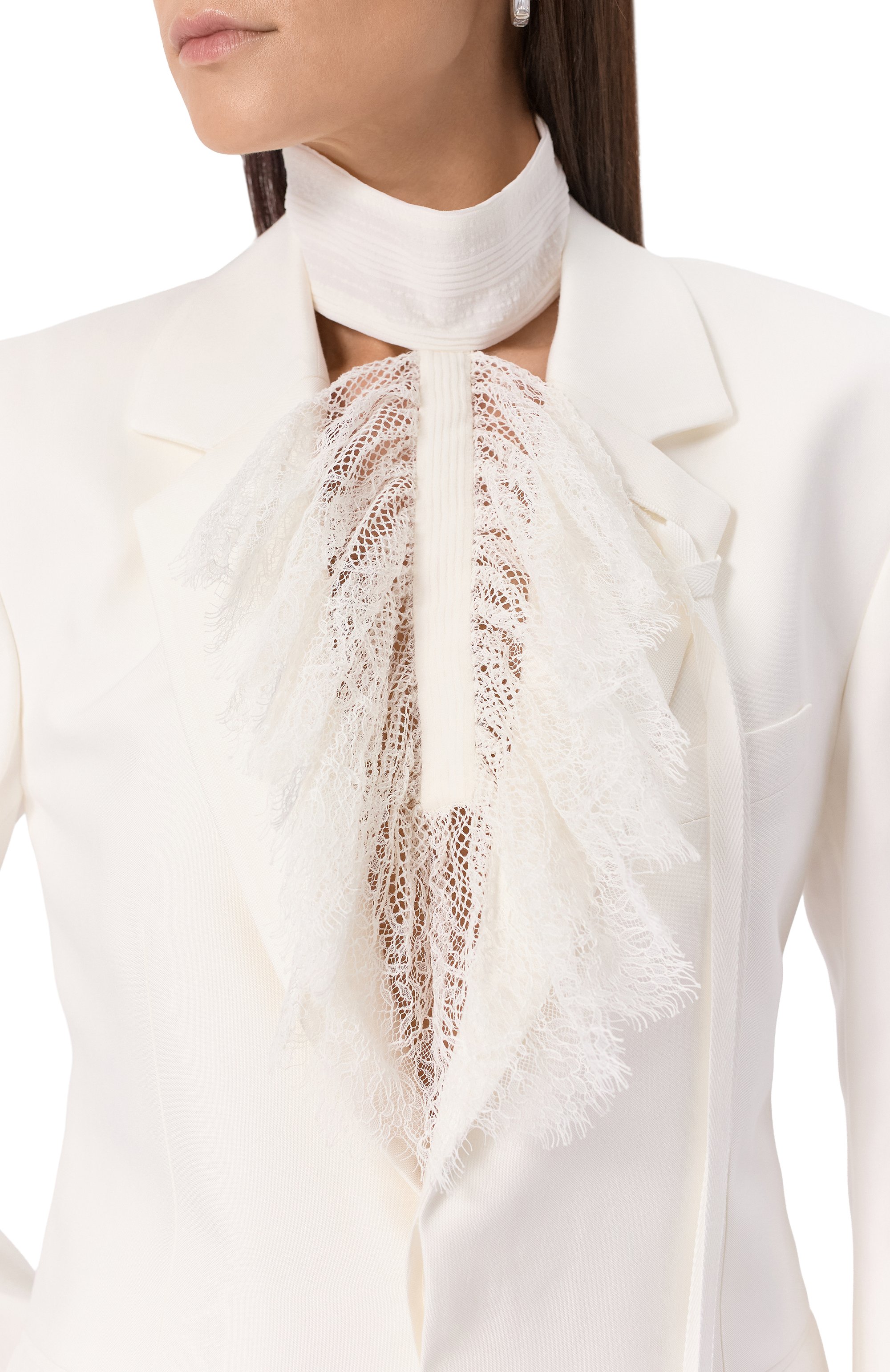 Шелковый воротник ANN DEMEULEMEESTER молочного цвета по цене 61550 руб., арт. B0012891/FA617, фото 2 Шелковый воротник ANN DEMEULEMEESTER, арт. B0012891/FA617, фото 2