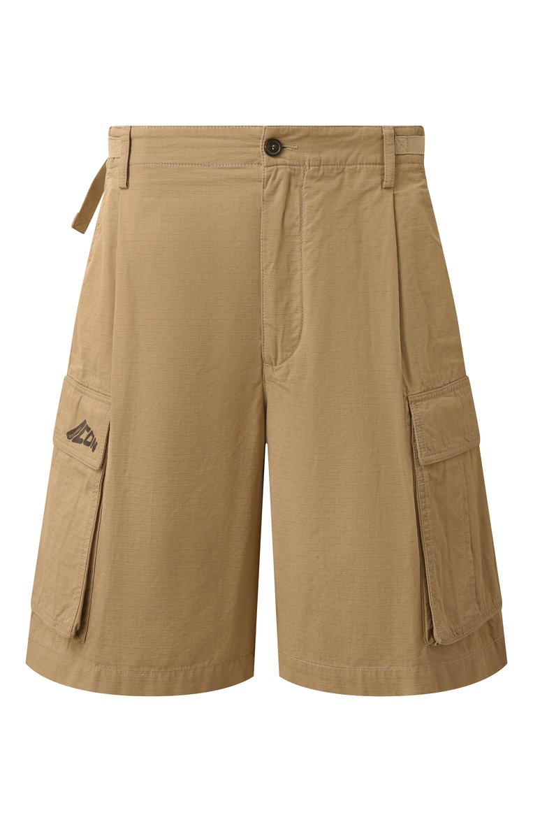 Мужские хлопковые шорты icon DSQUARED2 бежевого цвета, арт. S79MU0074/D35224 | Фото 1 (Длина Шорты М: Ниже колена; Принт: Без принта; Силуэт М (брюки): Карго; Случай: Повседневный; Стили: Кэжуэл; Материал внешний: Хлопок)