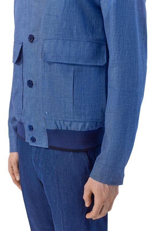 Бомбер из шерсти и льна Stefano Ricci M7J6100371/B127HA_001 Синий  M7J6100371/B127HA_001 Фото 5