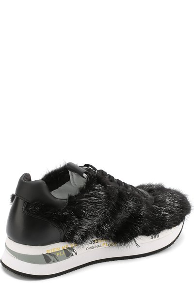 Кожаные кроссовки conny с отделкой из меха норки PREMIATA, арт. C0NNY/VAR2558, фото 4