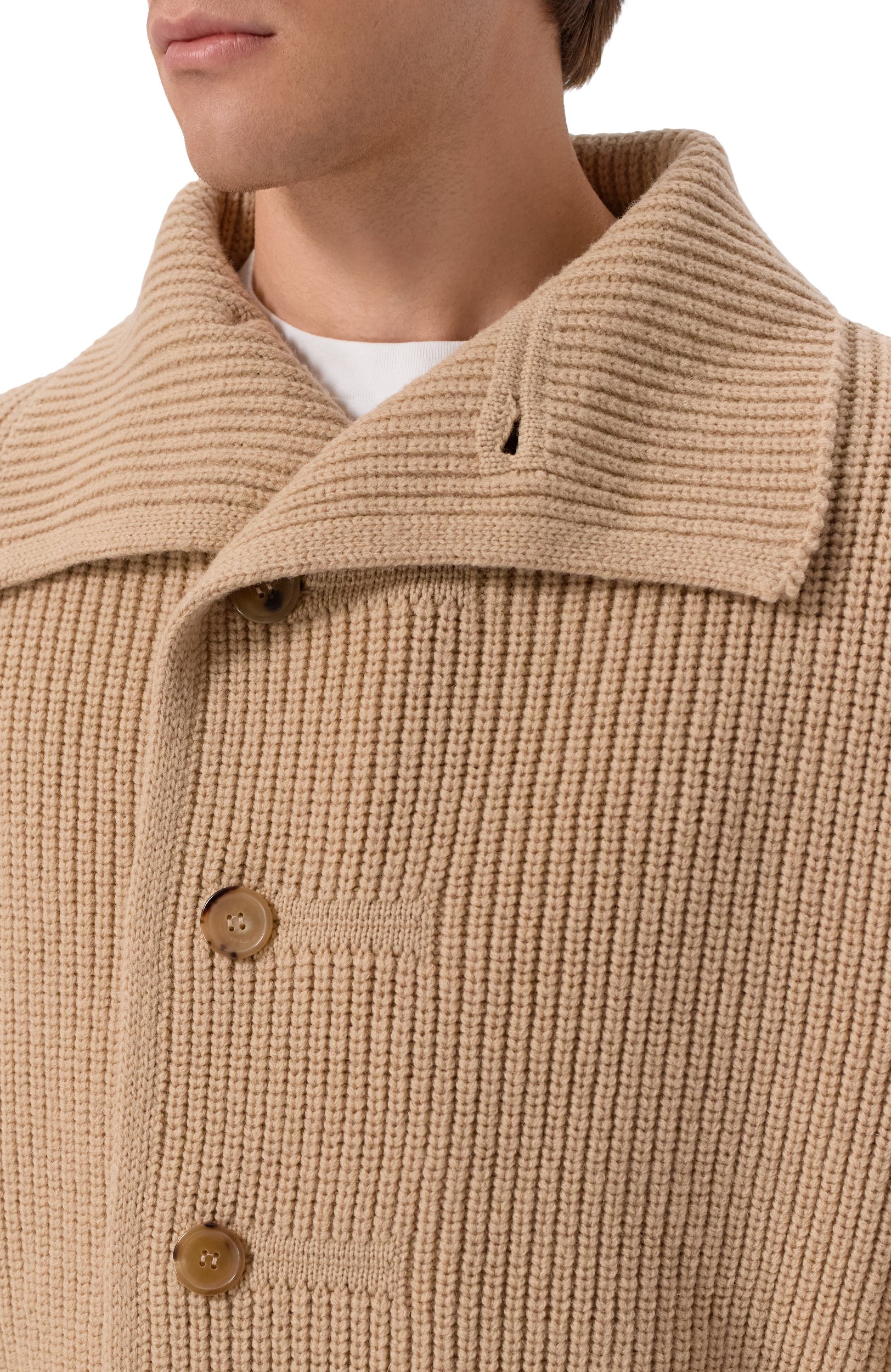 Шерстяной кардиган DRIES VAN NOTEN бежевого цвета по цене 109000 руб., арт. 021221/4707, фото 5 Шерстяной кардиган DRIES VAN NOTEN, арт. 021221/4707, фото 5