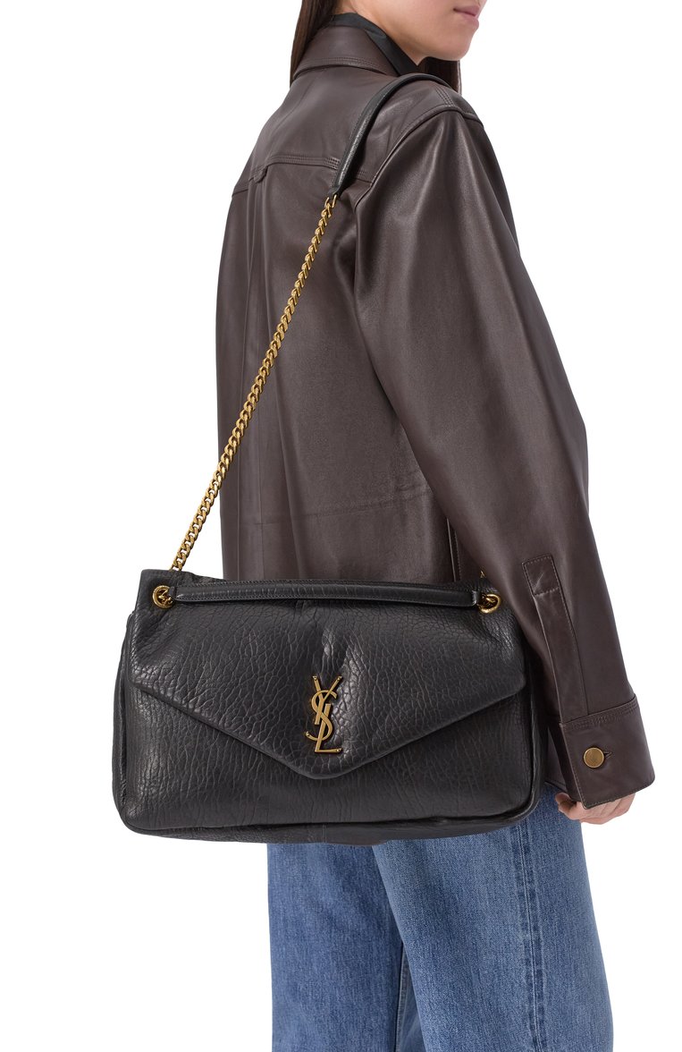 Женская сумка calypso large SAINT LAURENT черного цвета, арт. 777399/AACYT | Фото 2 (Материал: Натуральная кожа; Размер: large; Ремень/цепочка: На ремешке)