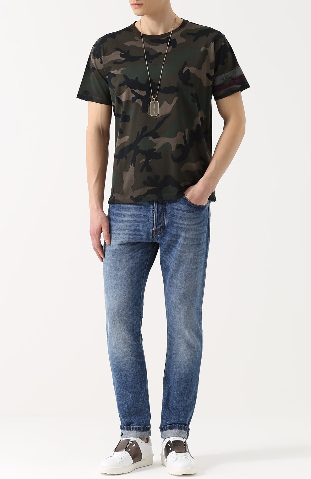 Хлопковая футболка с камуфляжным принтом VALENTINO, арт. MV0MG07U/46U, фото 2