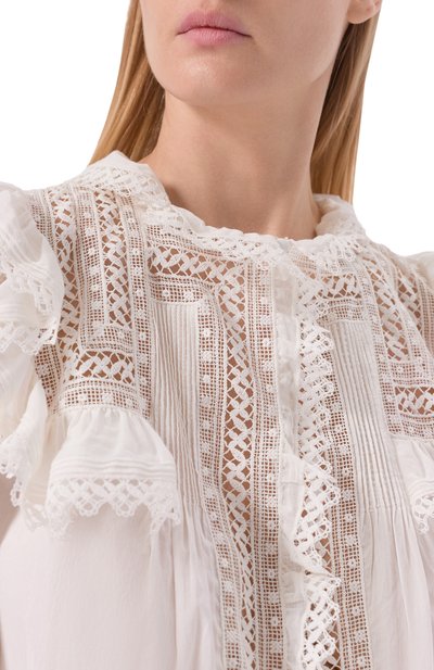 Хлопковая блузка SAINT LAURENT белого цвета по цене 366000 руб., арт. 862656/Y2L69, фото 5 Хлопковая блузка SAINT LAURENT, арт. 862656/Y2L69, фото 5