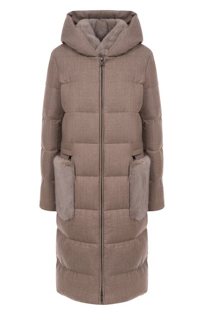 Женский пуховик с отделкой из норки MANZONI24, арт. 25M1309-ZEL0V