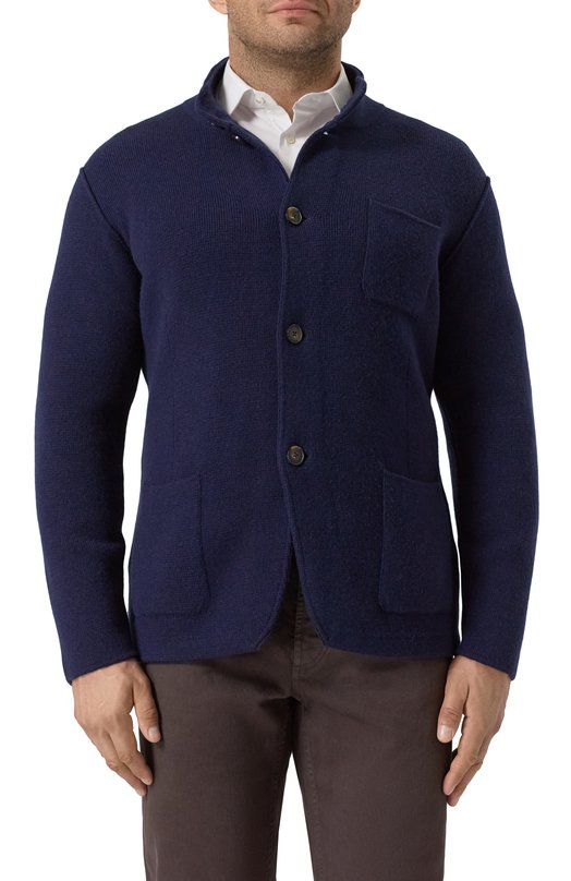 Кашемировый кардиган Kiton UMK064103 Синий  UMK064103 Фото 4