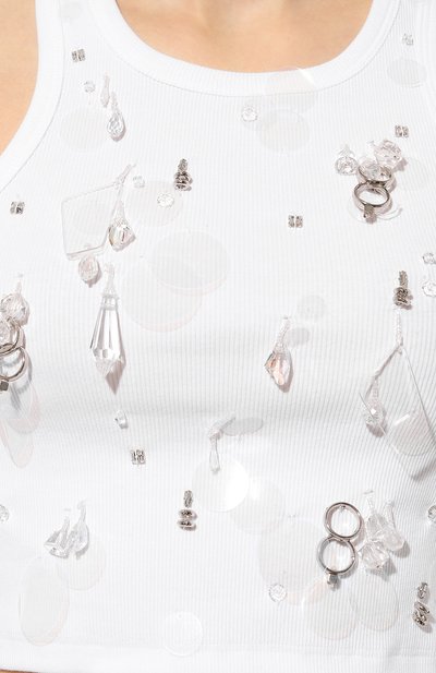 Хлопковый топ MSGM белого цвета по цене 39250 руб., арт. 3442MDT87X/237120, фото 5 Хлопковый топ MSGM, арт. 3442MDT87X/237120, фото 5