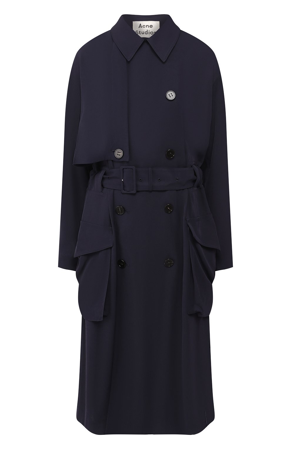 Тренч с поясом ACNE STUDIOS темно-синего цвета по цене 133000 руб., арт. A90108, фото 1 Тренч с поясом ACNE STUDIOS, арт. A90108, фото 1