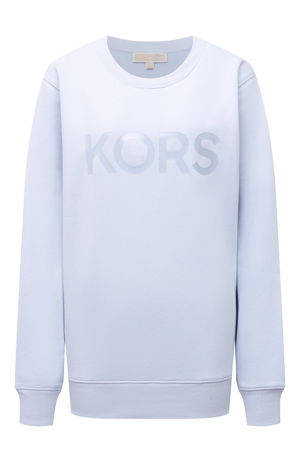 Хлопковый свитшот MICHAEL MICHAEL KORS светло-голубого цвета по цене 18200 руб., арт. MS1501I23G, фото 1 Хлопковый свитшот MICHAEL MICHAEL KORS, арт. MS1501I23G, фото 1