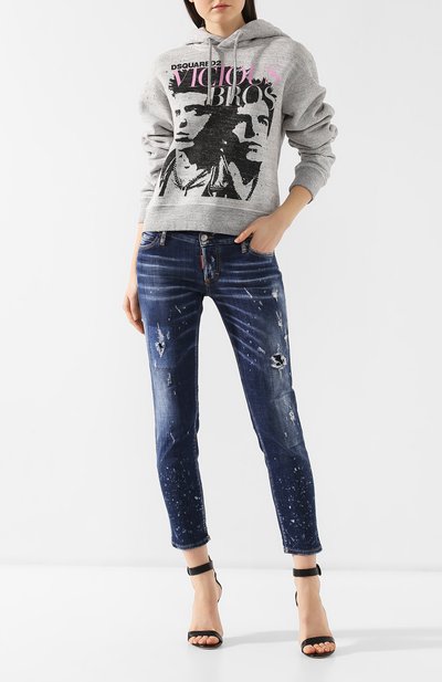 Хлопковый пуловер DSQUARED2 серого цвета по цене 36750 руб., арт. S75GU0183/S25148, фото 2 Хлопковый пуловер DSQUARED2, арт. S75GU0183/S25148, фото 2