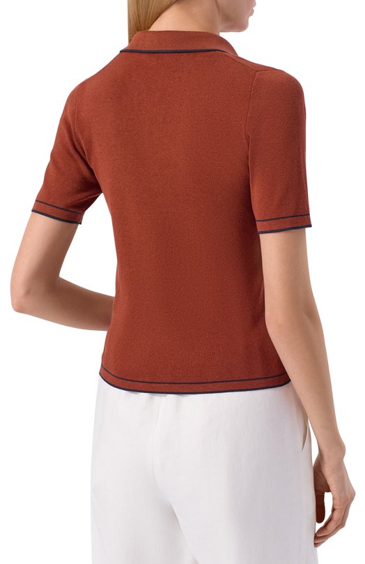 Поло из шелка и хлопка MVST M26.2PW.K223-SS/Y201 Коричневый  M26.2PW.K223-SS/Y201 Фото 4