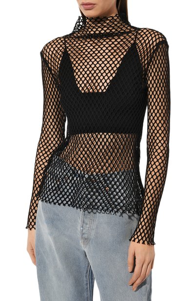 Хлопковый топ MSGM черного цвета по цене 25750 руб., арт. 3441MDM26 237011, фото 3 Хлопковый топ MSGM, арт. 3441MDM26 237011, фото 3